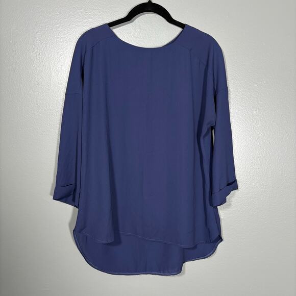 W5 Women's Blue Minimalist Raglan Sleeve Blouse - Size Medium - Corpcore Top - Picture 1 of 7